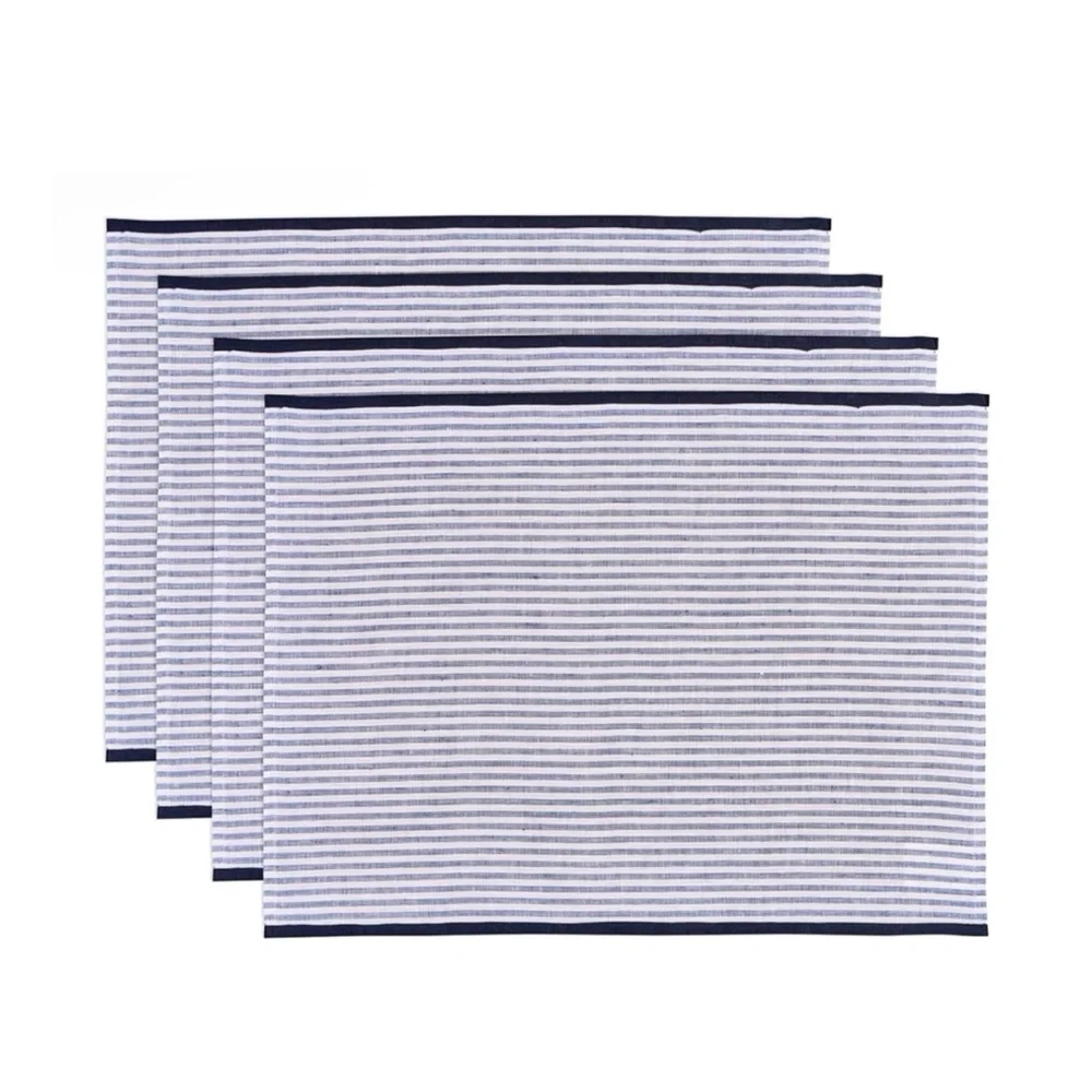 NEW 8 Pcs Solino Home European Linen Carmine Navy Blue Dinner Napkins 20 x 20‎